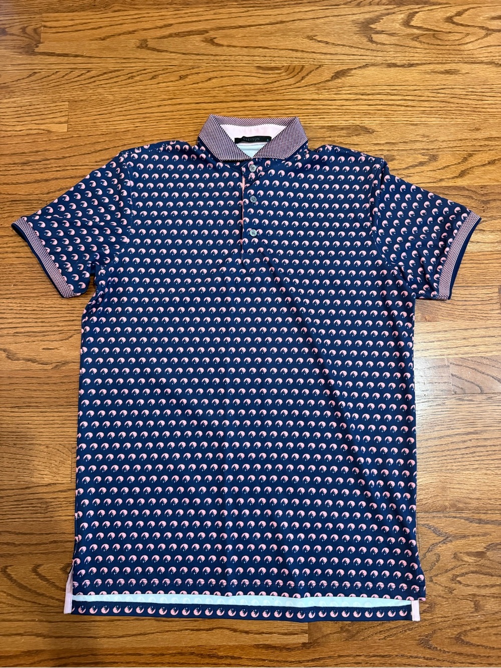 GREYSON Printed Polo Shirt Short Sleeve Small